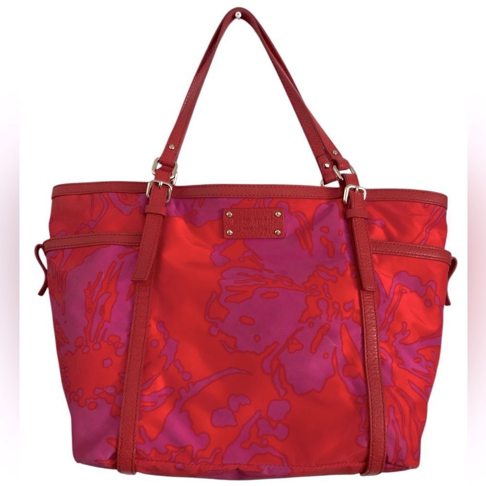 Kate Spade Tropical Red and Pink Floral Medium Tote Bag